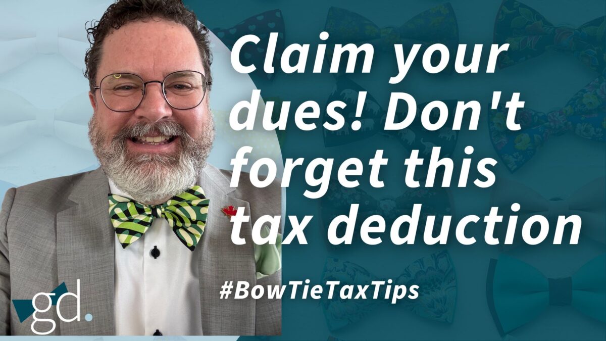 Middle-aged white male with white beard, dark curly hair, glasses and green striped bow tie in light jacket talking about deducting professional dues