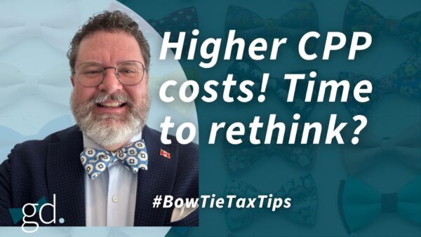 Man in bow tie and glasses, with a beard, and wearing a dark blue suit jacket - talking about Enhanced CPP contributions