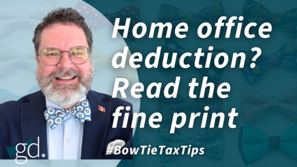 White male with short curly dark hair in glasses with a whitish beard, wearing a blue and white flowered bow tie, blue shirt and blue jacket talking about Deducting home office expenses.
